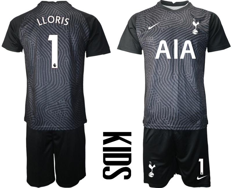 Cheap 2021 Tottenham Hotspur black youth goalkeeper 1 soccer jerseys